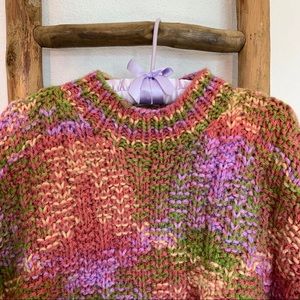 Cozy Chunky Pink MULTICOLOR HEAVYWEIGHT KNITTED PULLOVER SWEATER